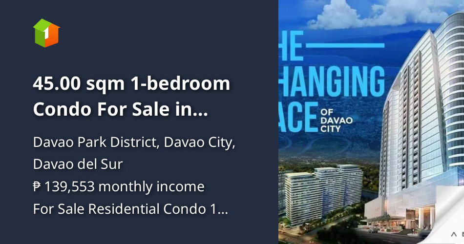 45.00 sqm 1bedroom Condo For Sale in Davao Park District Davao City