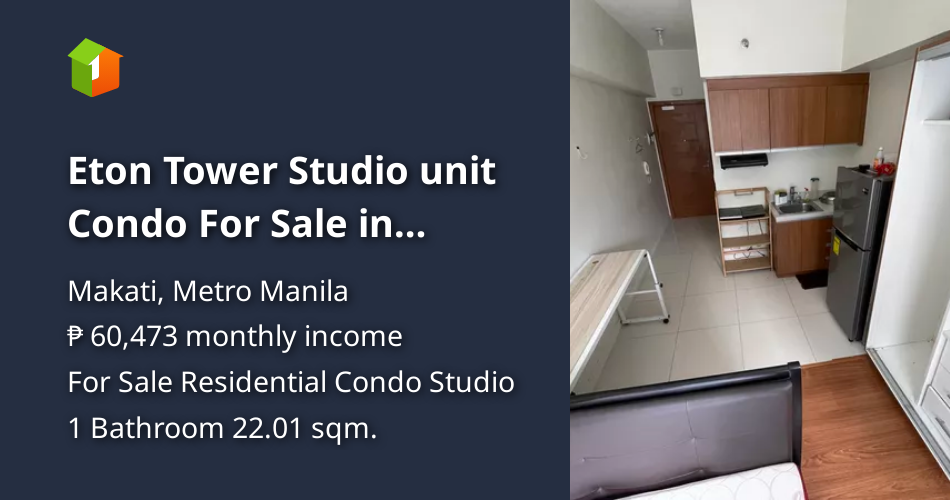 Eton Tower Studio unit Condo For Sale in Makati Metro Manila [Condo 🏙️