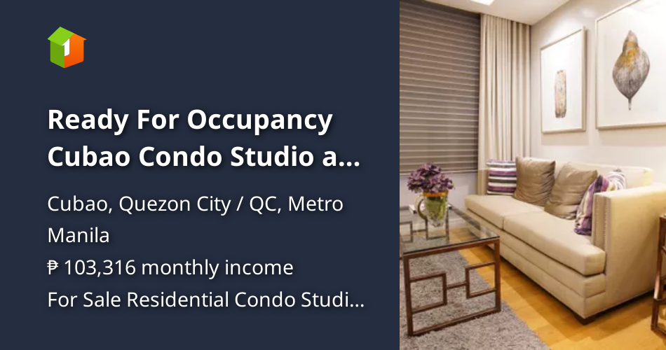 Ready For Occupancy Cubao Condo Studio at Manhattan Plaza Tower 2
