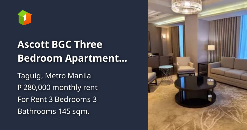 Ascott BGC Three Bedroom Apartment For Rent in Taguig [Condo 🏙️
