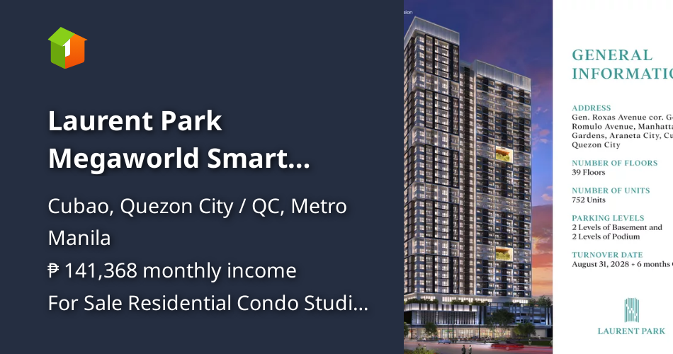 Image showcasing Laurent Park Megaworld Smart Home Condo in Araneta City Cubao [Condos 🏙 ...