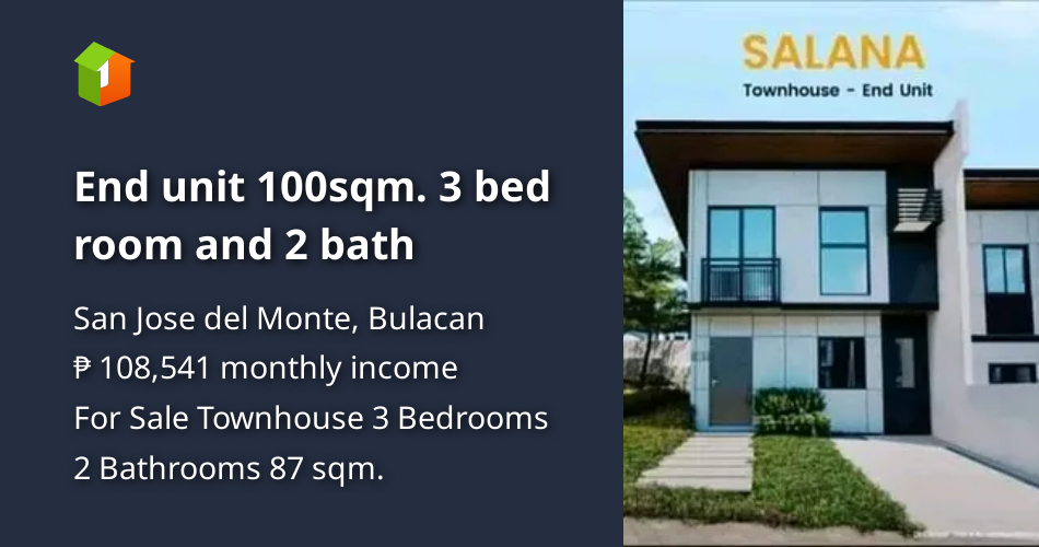 End unit 100sqm. 3 bed room and 2 bath [Houses and Lots 🏘️] (October