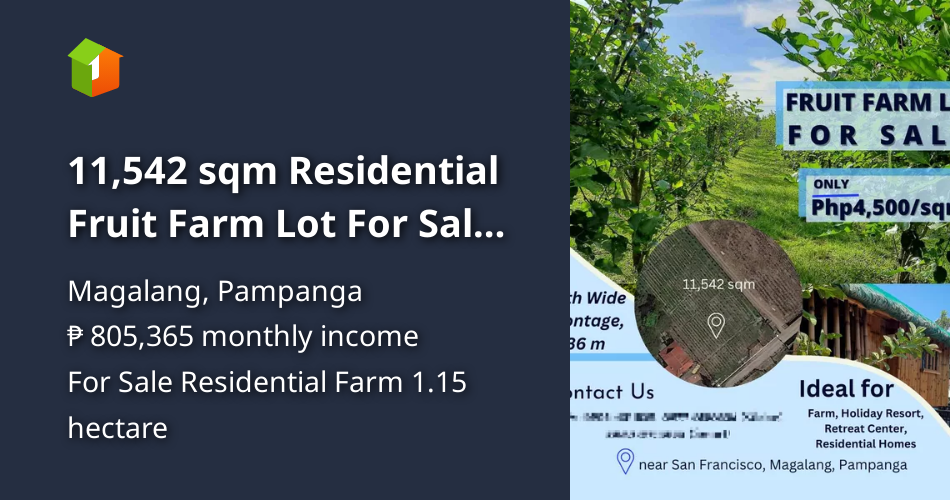 11,542 sqm Residential Fruit Farm Lot For Sale in Magalang, Pampanga