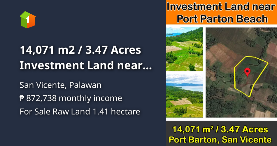 14,071 m2 / 3.47 Acres Investment Land near Port Parton Beach [Lots 🚜