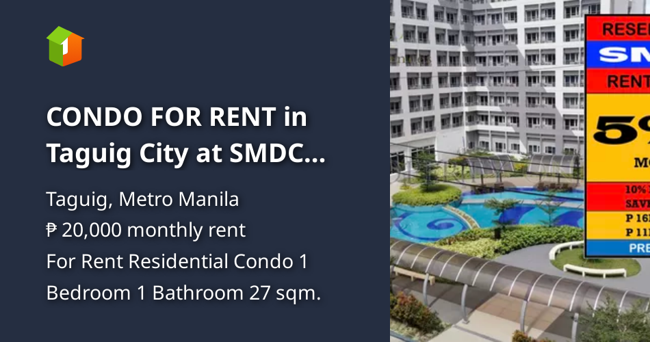 CONDO FOR RENT in Taguig City at SMDC GRACE RESIDENCES [Condo 🏙️