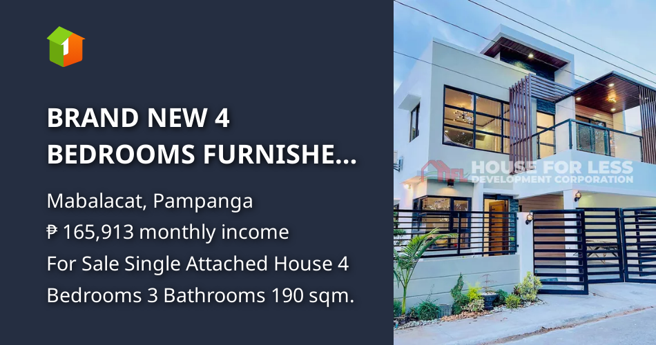 BRAND NEW 4 BEDROOMS FURNISHED HOUSE FOR SALE IN DAU, MABALACAT [House