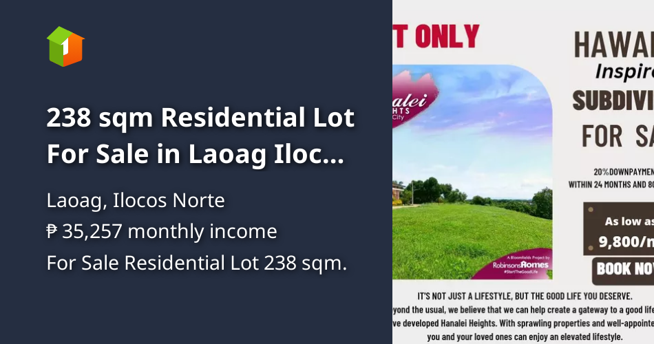 238 sqm Residential Lot For Sale in Laoag Ilocos Norte [Lot 🚜