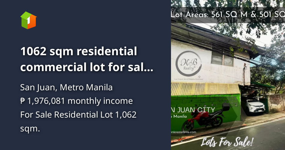 1062 sqm residential commercial lot for sale in San Juan City [Lot 🚜