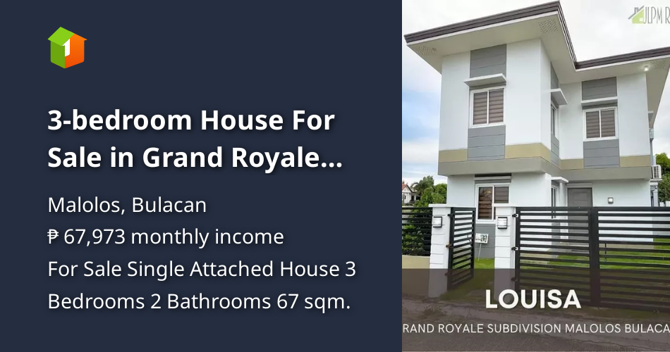 3bedroom House For Sale in Grand Royale Subdivision Malolos, Bulacan