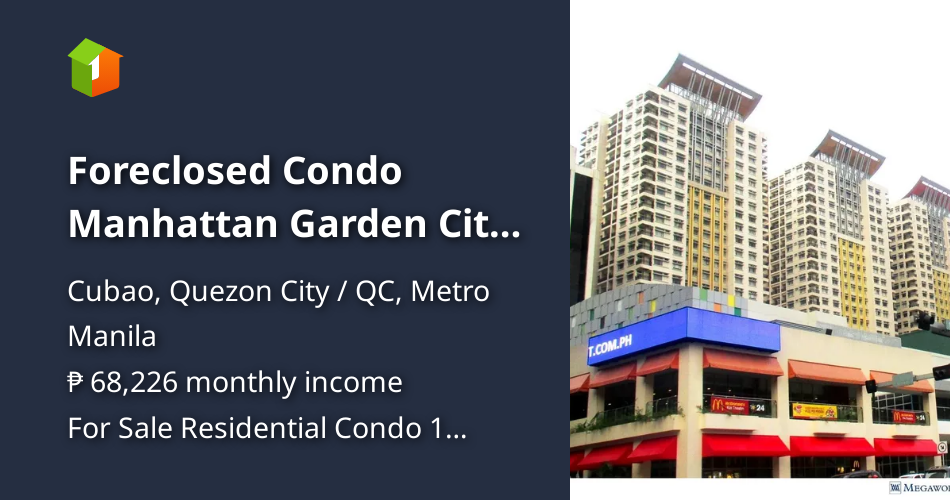 Foreclosed Condo Manhattan Garden City Center Cubao Quezon Cit