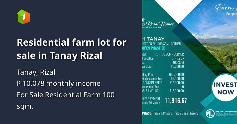 Residential farm lot for sale in Tanay Rizal [Lot 🚜] (January 2023) in