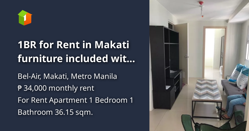 1BR for Rent in Makati furniture included with balcony [Condo 🏙️