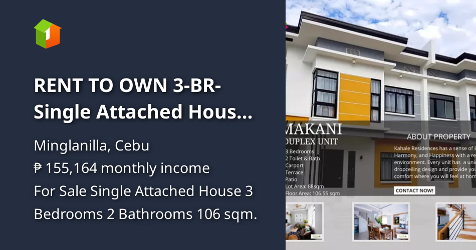 RENT TO OWN 3BR Single Attached House For Sale in Minglanilla Cebu
