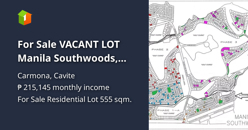 For Sale VACANT LOT Manila Southwoods, Carmona Cavite [Lot 🚜] (July