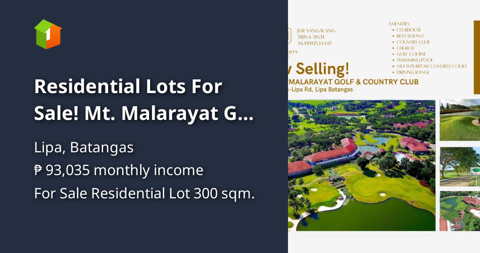 Residential Lots For Sale! Mt. Malarayat Golf & Country Club Lipa [Lot