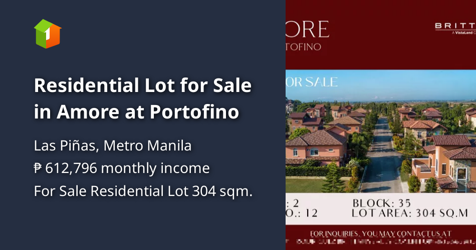 Residential Lot for Sale in Amore at Portofino [Lot 🚜] (April 2023) in