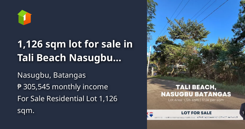 1,126 sqm lot for sale in Tali Beach Nasugbu Batangas 17,500 per sqm