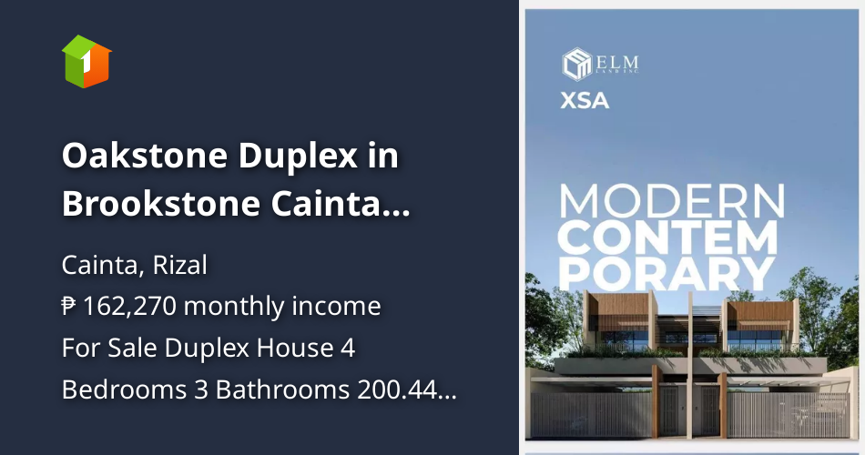 Oakstone Duplex in Brookstone Cainta House and Lot For Sale [House and