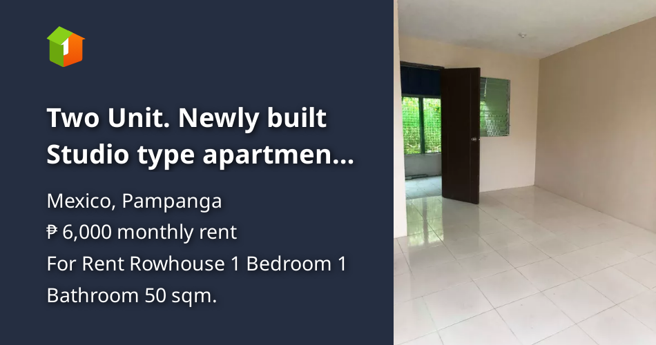 Two Unit. Newly built Studio type apartment for rent in a Subdivision