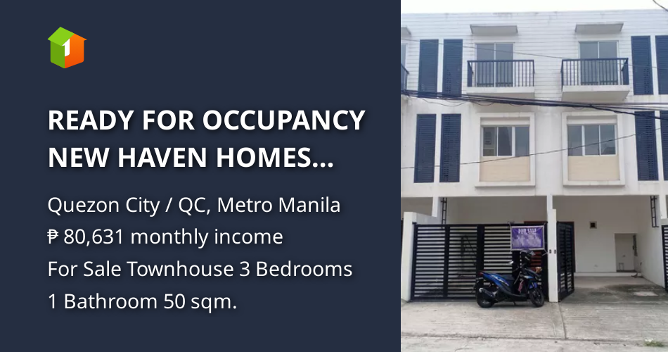 READY FOR OCCUPANCY NEW HAVEN HOMES TOWNHOUSE FAIRVIEW QUEZON CITY