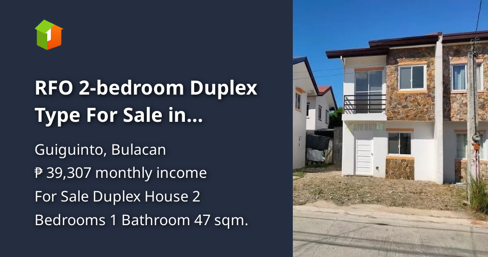 RFO 2bedroom Duplex Type For Sale in Guiguinto, Bulacan [House and Lot