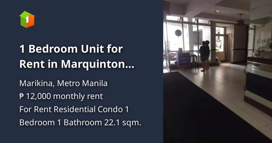 1 Bedroom Unit for Rent in Marquinton Residences Marikina City [Condo 🏙️] (July 2024) in