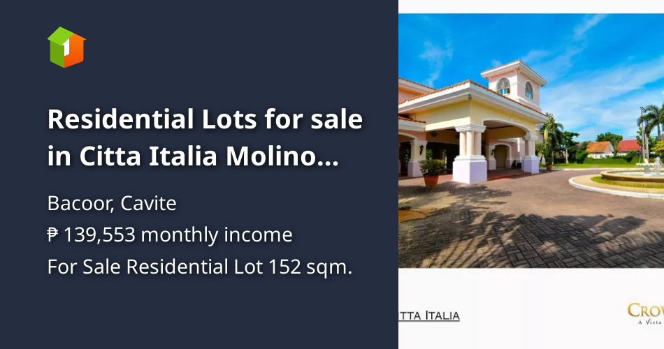 Residential Lots for sale in Citta Italia Molino Blvd. Bacoor, Cavite