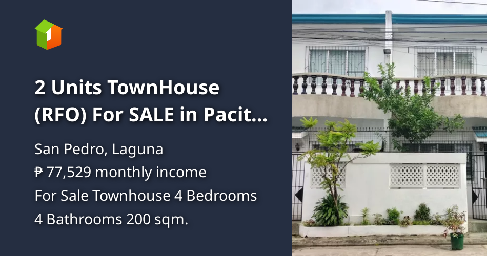 2 Units TownHouse (RFO) For SALE in Pacita 2, San Pedro, Laguna [House