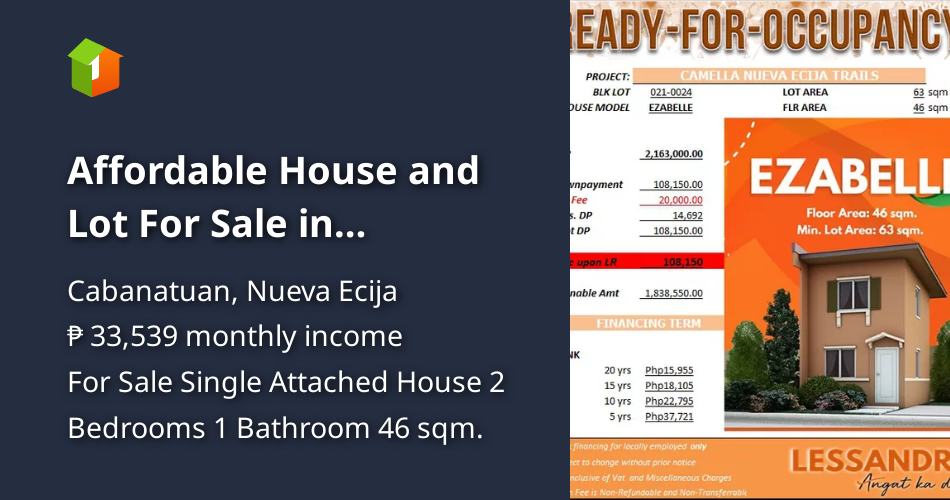 Affordable House and Lot For Sale in Cabanatuan Nueva Ecija RFO