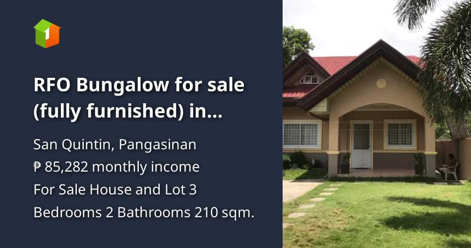 RFO Bungalow for sale (fully furnished) in Pangasinan near in Manaoag