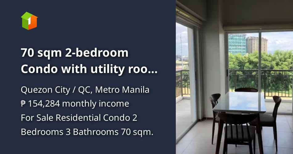 70 sqm 2-bedroom Condo with utility room & parking lot For Sale at ...