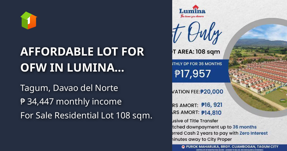 AFFORDABLE LOT FOR OFW IN LUMINA TAGUM [Lots 🚜] (February 2023) in ...