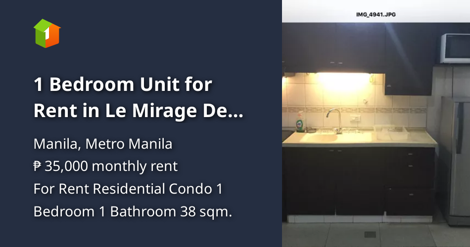 1 Bedroom Unit for Rent in Le Mirage De Malate Manila [Condo 🏙️] (March