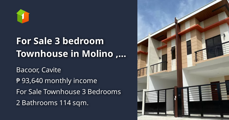 For Sale 3 bedroom Townhouse in Molino , Bacoor [Houses and Lots 🏘️