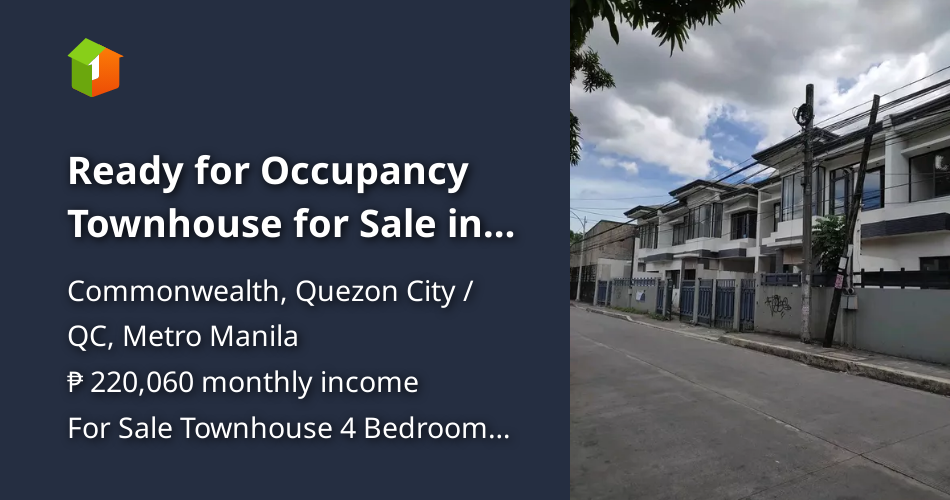 Ready for Occupancy Townhouse for Sale in Don Antonio Heights Qc [House