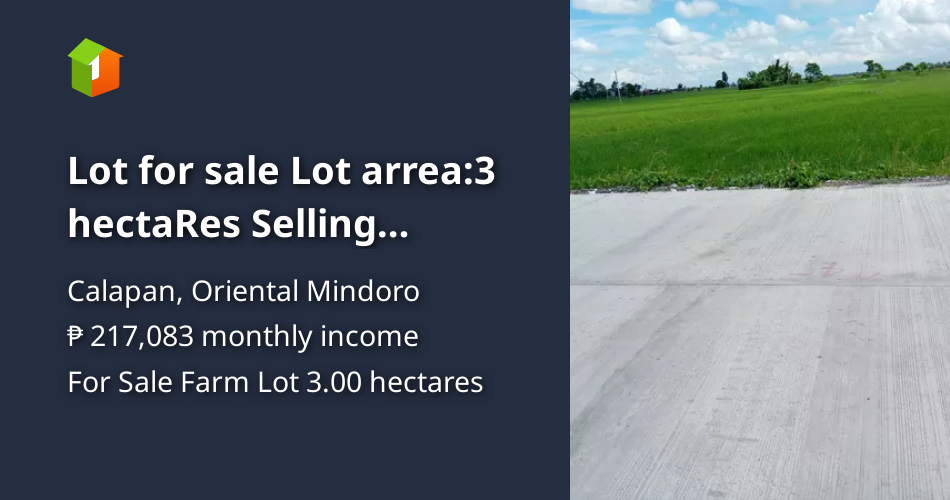 Lot for sale Lot arrea3 hectaRes Selling price467 per Sqm Total pric