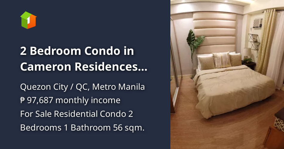 2 Bedroom Condo in Cameron Residences near Fisher Mall Quezon City