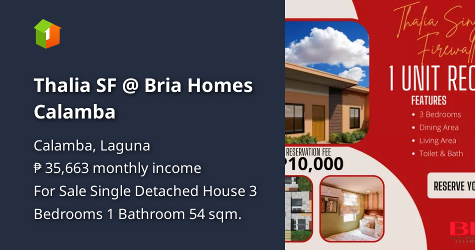 Thalia SF Bria Homes Calamba [House and Lot 🏘️] (May 2023) in Calamba