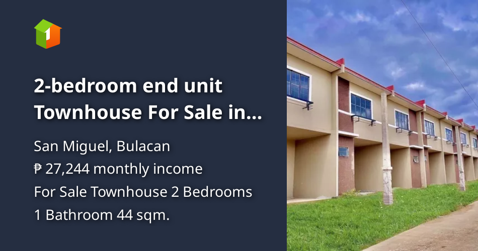 2bedroom end unit Townhouse For Sale in San Miguel Bulacan [House and Lot 🏘️] (February 2022