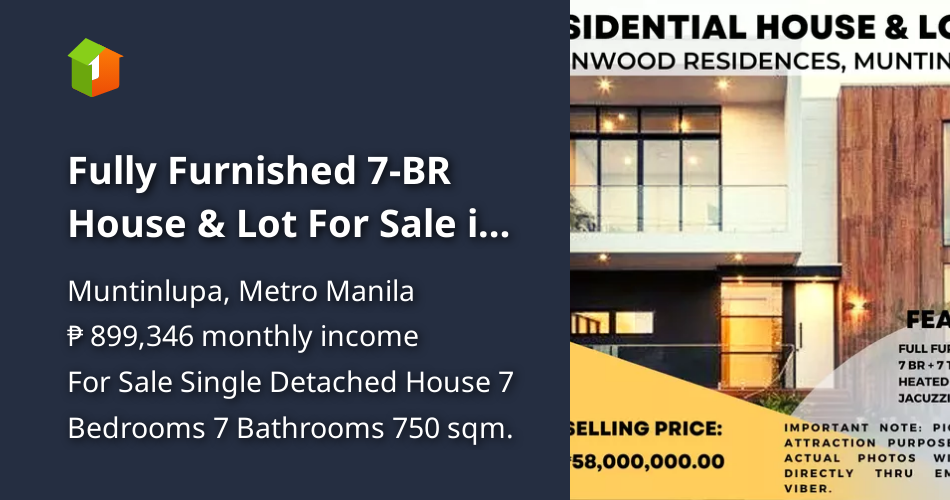 Fully Furnished 7BR House & Lot For Sale in Lindenwood Residences