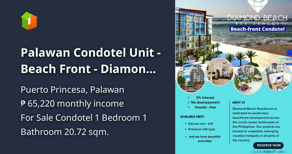 Palawan Condotel Unit Beach Front Diamond Beach Residences [Condo 🏙