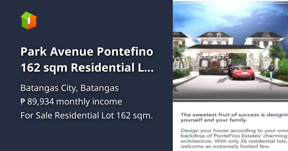 Park Avenue Pontefino 162 sqm Residential Lot For Sale in Batangas City