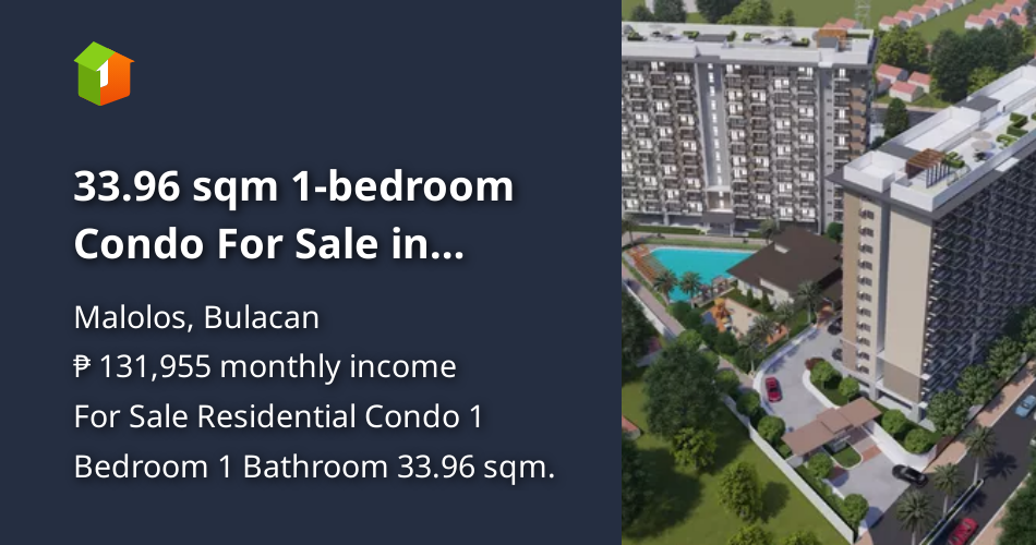 33.96 sqm 1bedroom Condo For Sale in Malolos Bulacan [Condo 🏙️