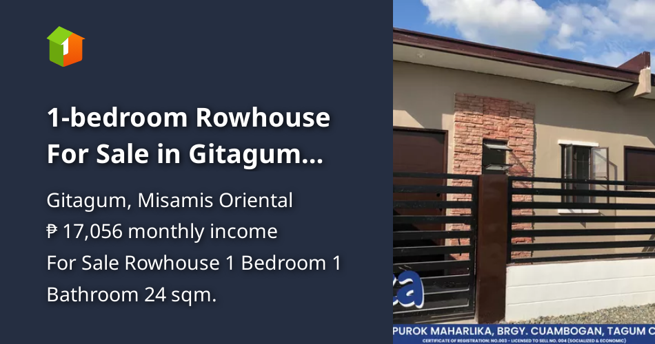 1bedroom Rowhouse For Sale in Gitagum Misamis Oriental [House and Lot