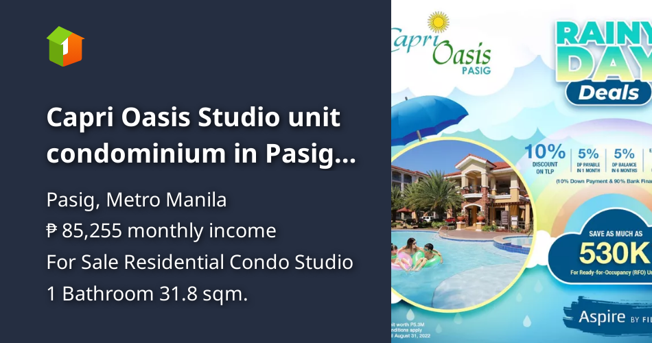 Capri Oasis Studio unit condominium in Pasig City by Filinvest [Condo 🏙