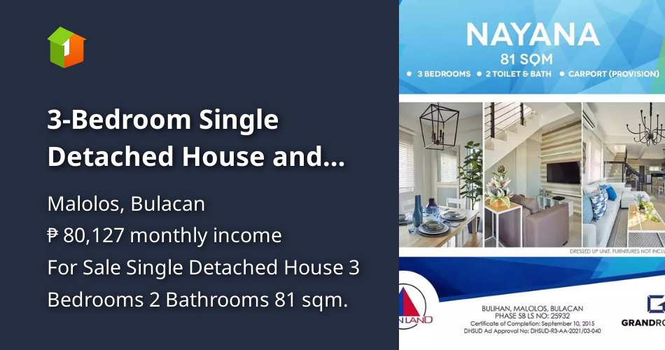 3Bedroom Single Detached House and Lot for Sale in Malolos Bulacan