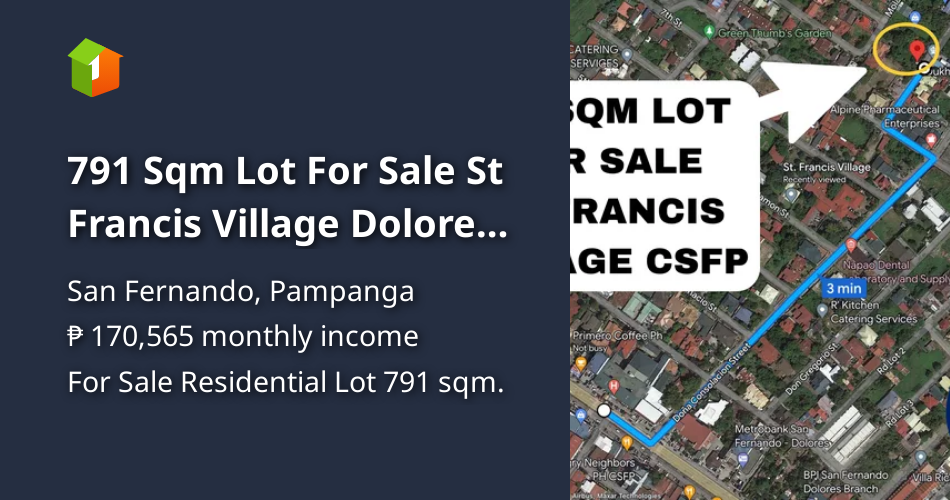 791 Sqm Lot For Sale St Francis Village Dolores City of San Fernando