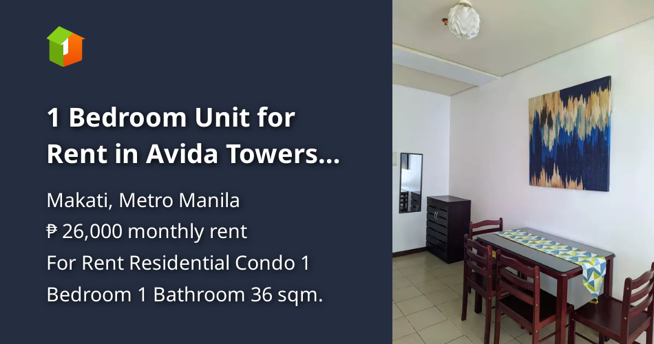 1 Bedroom Unit for Rent in Avida Towers San Lorenzo Makati City [Condo