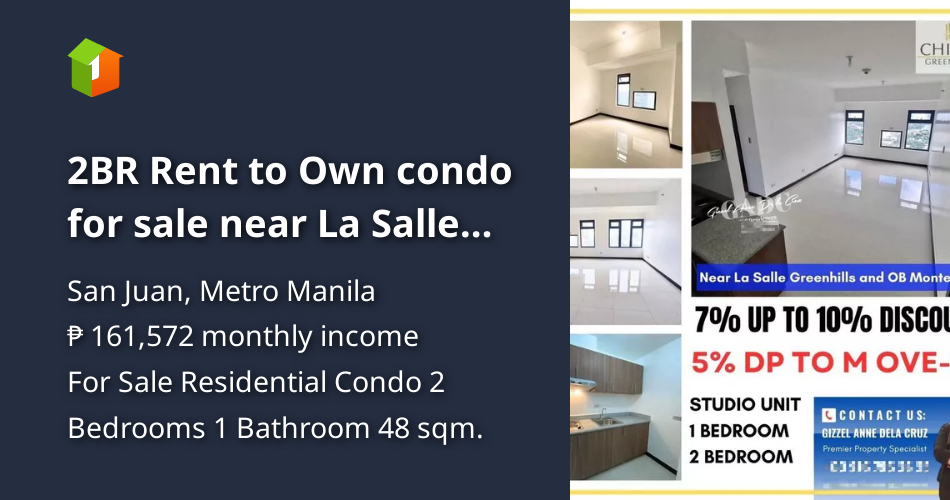 2BR Rent to Own condo for sale near La Salle Greenhills and OB
