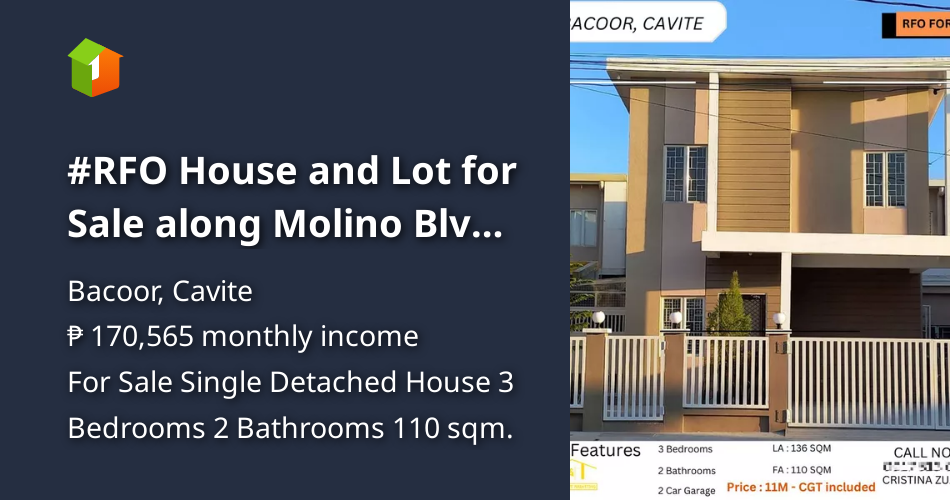 RFO House and Lot for Sale along Molino Blvd, Bacoor Cavite [House and